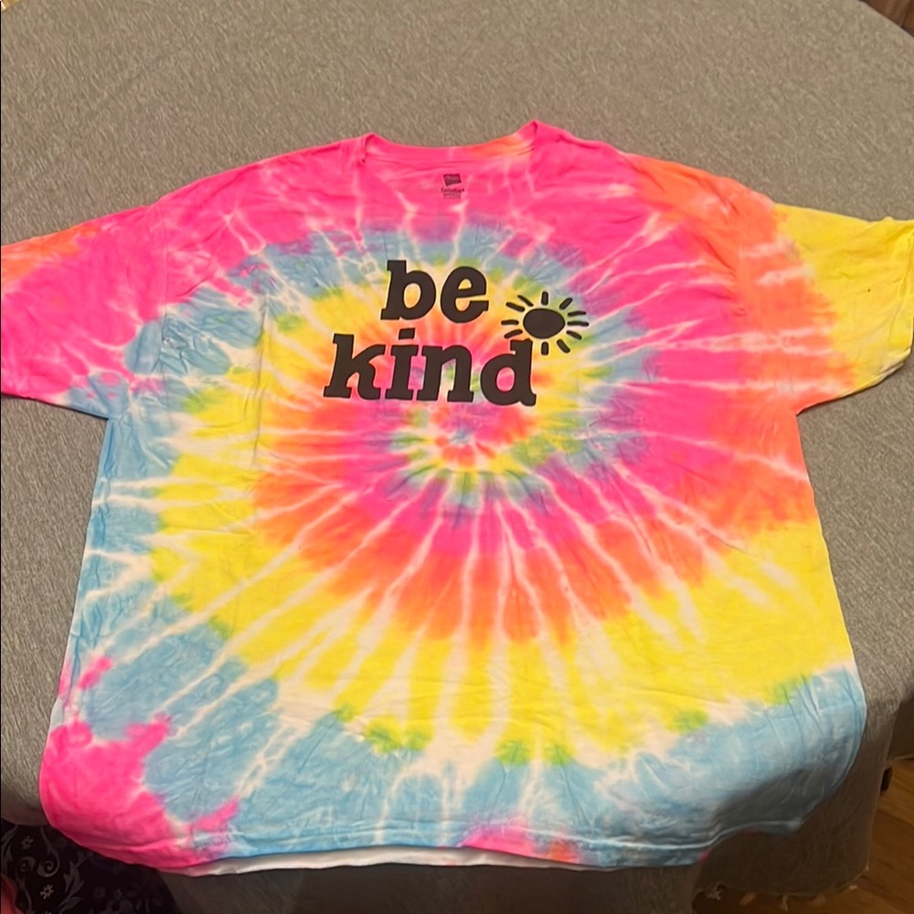 Hanes Pink and Yellow Short Sleeve Tee Vibrant Tie-Dye